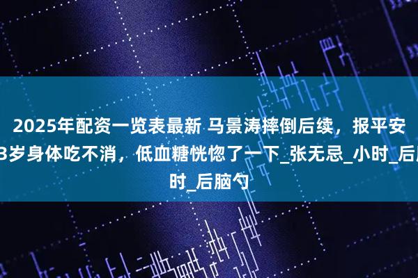 2025年配资一览表最新 马景涛摔倒后续，报平安！63岁身体吃不消，低血糖恍惚了一下_张无忌_小时_后脑勺