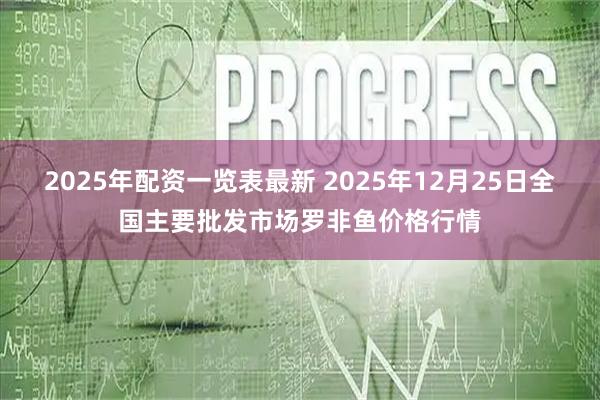 2025年配资一览表最新 2025年12月25日全国主要批发市场罗非鱼价格行情